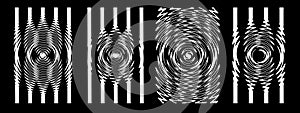 Set of Opart Black and White Wavering Patterns - Vector Concept of Oscillation - Wave Interference Striped Wavy Backgrounds