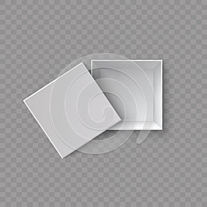 Set of open, closed white blank packaging gift box