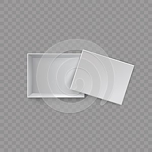 Set of open, closed white blank packaging gift box