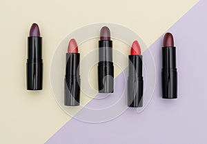 Set of open lipstick tubes