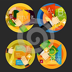 Set of option presentation labels, flat design web