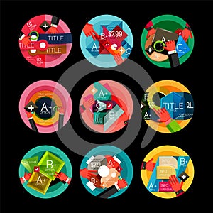 Set of option presentation labels, flat design web