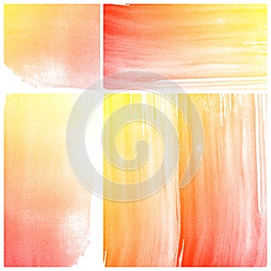 Set of orange Abstract water color art paint