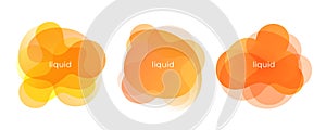 Set of orange colored abstract liquid shapes for creative graphic design.