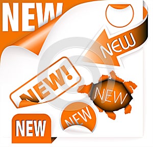 Set of orange elements for new items