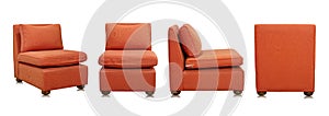 Set of Orange Fabric Sofa Furniture with Pillow