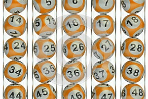 Set of orange lottery balls concept