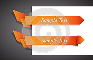 Set of orange origami ribbon for your text.