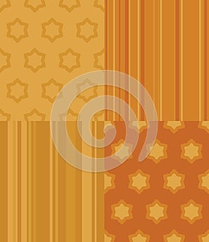 Set of orange star seamless pattern