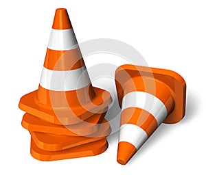 Set of orange traffic cones