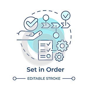 Set in order light blue concept icon