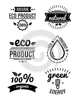 Set of organic food labels and design elements