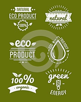 Set of organic food labels and design elements or eco product