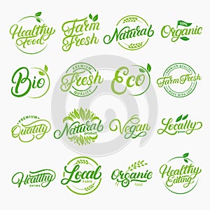 Set of organic, local, fresh, natural, vegan, healthy