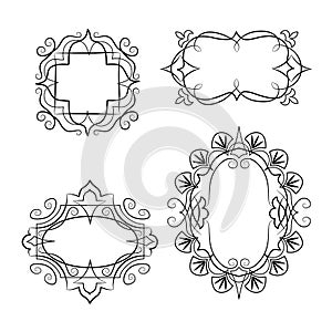 A set of oriental frames for greeting cards. Space for text.
