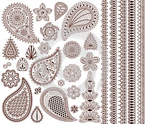 Set of oriental ornaments for henna tattoo and for your design.