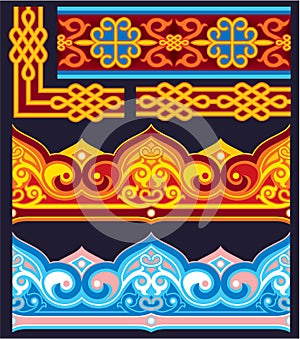 Set of Oriental Seamless Borders