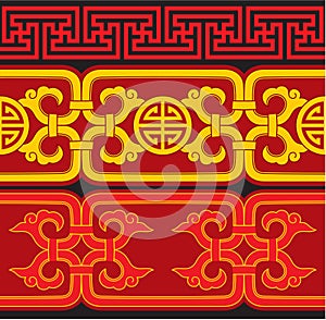 Set of Oriental Seamless Borders