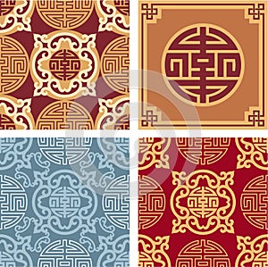 Set of Oriental Seamless Patterns