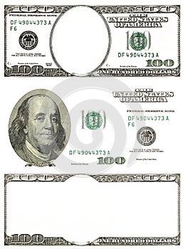 Set of original detail dollars isolated on white background