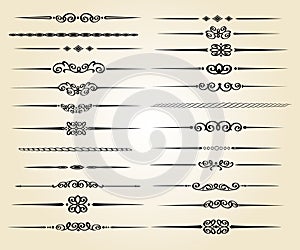 Set ornamental rule lines in different design.Vintage.