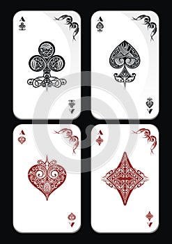 A set of ornate playing card suits in vector format