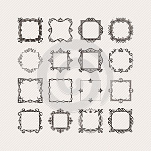 Set of ornate vector mandala borders and frames. Gothic lace tattoos. Celtic weave with sharp corners.