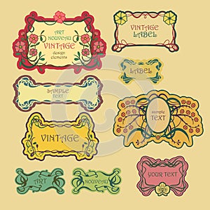 Set of ornate vintage labels. photo