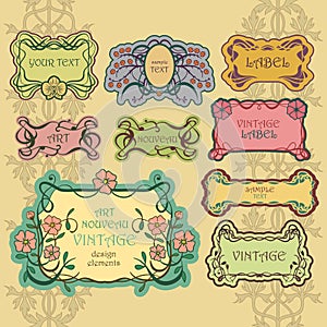 Set of ornate vintage labels. Vintage border pack.