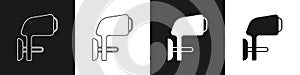 Set Outboard boat motor icon isolated on black and white background. Boat engine. Vector