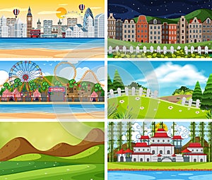 A set of outdoor scene including mountain