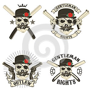 Set of outlaw t-shirt print design templates