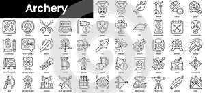 Set of outline archery icons. Minimalist thin linear web icon set. vector illustration