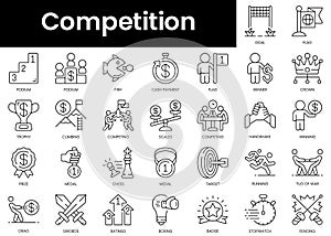 Set of outline competition icons. Minimalist thin linear web icon set. vector illustration
