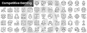 Set of outline competitive gaming icons. Minimalist thin linear web icon set. vector illustration