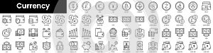 Set of outline currency icons. Minimalist thin linear web icon set. vector illustration