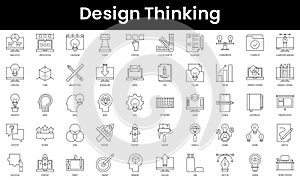 Set of outline design thinking icons. Minimalist thin linear web icon set. vector illustration