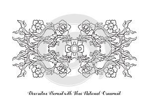 Set of outline elements of traditional Thai ornament.