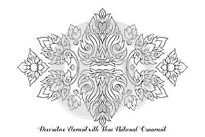 Set of outline elements of traditional Thai ornament.