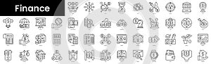 Set of outline finance icons. Minimalist thin linear web icon set. vector illustration