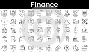 Set of outline finance icons. Minimalist thin linear web icon set. vector illustration