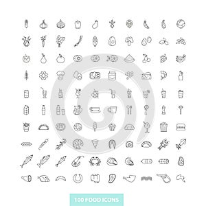 Set of outline food icons