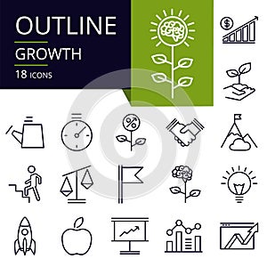 Set of outline icons of Growth.