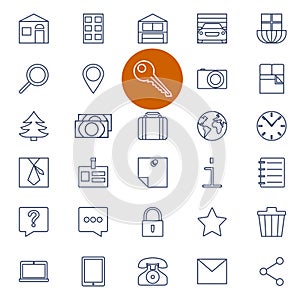 Set of outline icons for real estate sale