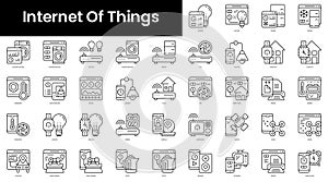 Set of outline internet of things icons. Minimalist thin linear web icon set. vector illustration