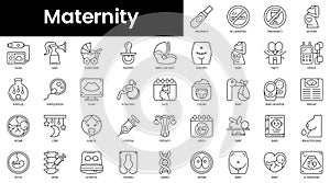 Set of outline maternity icons. Minimalist thin linear web icon set. vector illustration