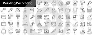 Set of outline painting decorating icons. Minimalist thin linear web icon set. vector illustration