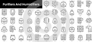Set of outline purifiers and humidifiers icons. Minimalist thin linear web icons bundle. vector illustration photo