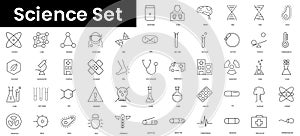 Set of outline science icons. Minimalist thin linear web icon set. vector illustration