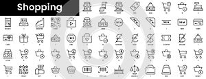 Set of outline shopping icons. Minimalist thin linear web icon set. vector illustration